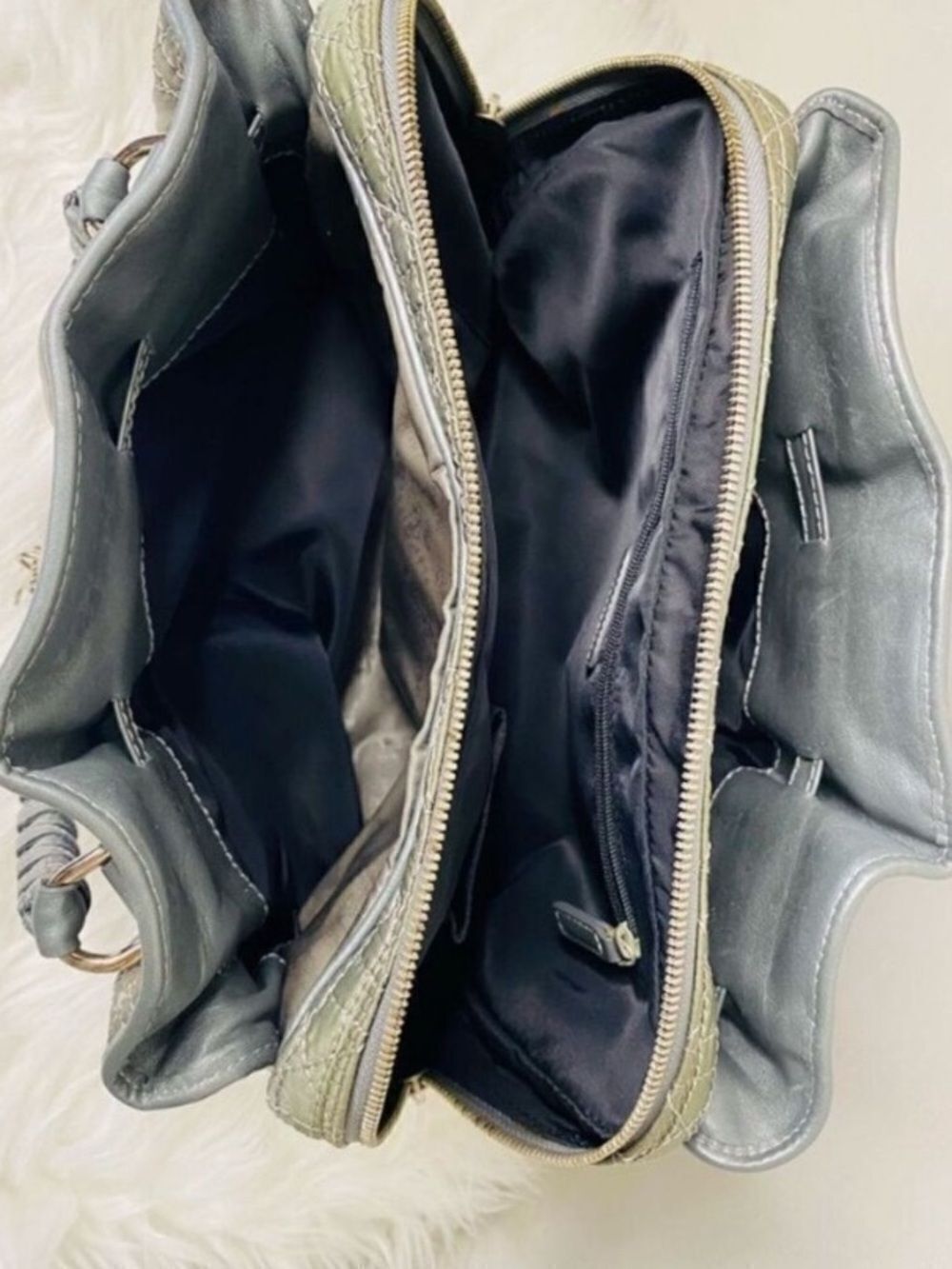 🛍️ Dior Lady Dior Quilted Large Satchel in Metallic Silver Vintage and Authentic - Picture 8 of 17